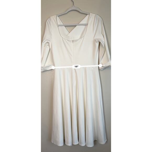 Black Halo cream knee length Jackie O Swing Dress size 10 - Picture 4 of 12